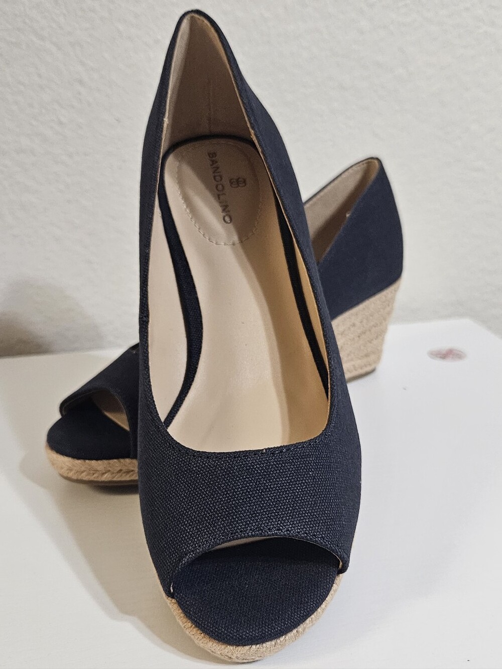 Bandolino Navy Peep-Toe Wedge Pumps 7.5